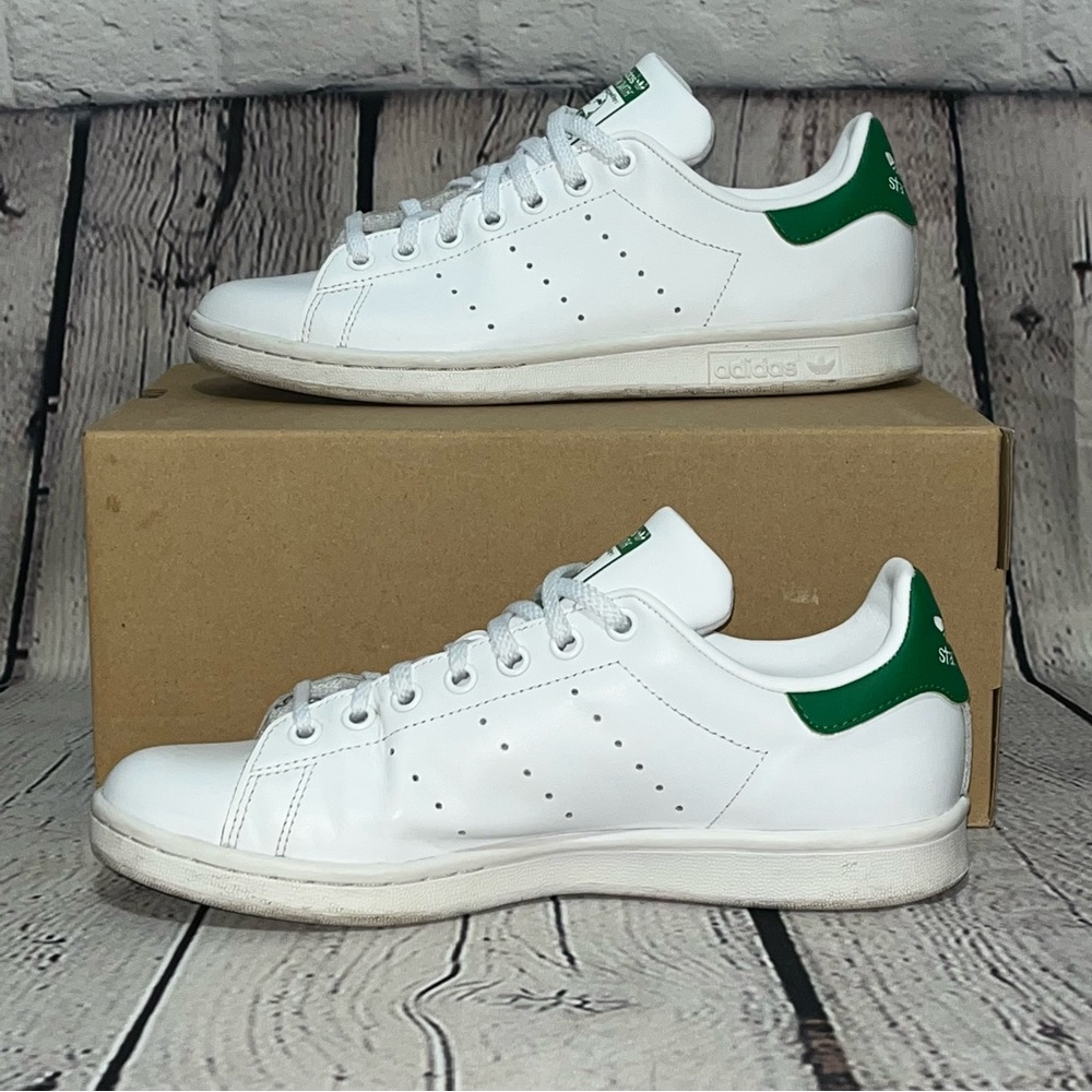 Adidas Originals Stan Smith White And Green Sneakers Size 8